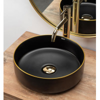 умывальник Rea Sami 36x36 black matt/gold (REA-U0595)