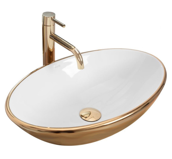 умивальник Rea Pamela 33x53 gold/white (REA-U6345)