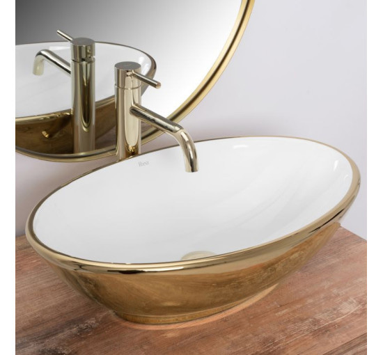 умивальник Rea Pamela 33x53 gold/white (REA-U6345)