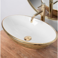 умывальник Rea Pamela 33x53 gold/white (REA-U6345)