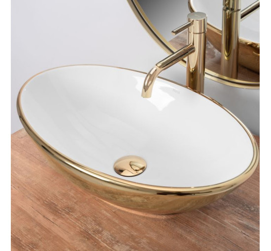 умивальник Rea Pamela 33x53 gold/white (REA-U6345)