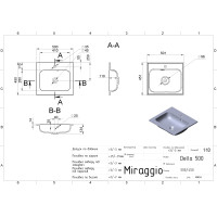 Умывальник Miraggio DELLA 500 MIRASTONE BLACK