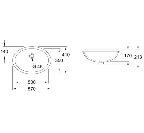 Раковина під стільницю Villeroy&Boch Evana 500х350 (61470001)