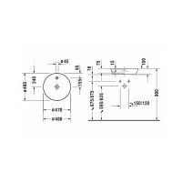 Умивальник на стільницю Duravit CAPE COD Ø 48 см (23284800001) WonderGliss