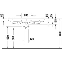 Умивальник меблевий Duravit WHITE TULIP 105х49 см з керамічною накладкою (2363100000)