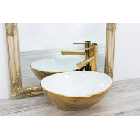 Раковина керамічна на стільницю Rea Sofia Gold / White (8288155681)