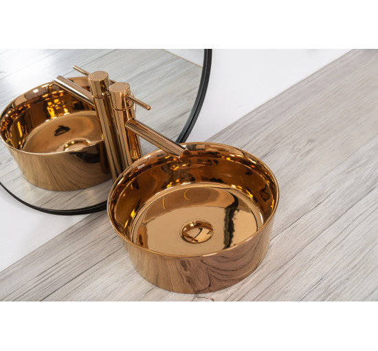 Раковина керамическая на столешницу Rea Ida Rose Gold (8288171533)