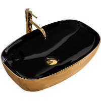 Раковина керамічна на стільницю Rea Rich Gold/Black