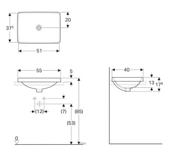 Умывальник VariForm 55 (500.739.01.2) Geberit