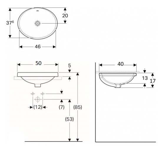 Умивальник VariForm 50 (500.709.01.2) Geberit