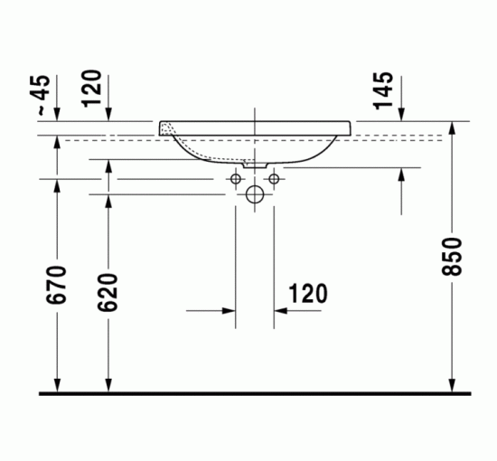 Умивальник Duravit DURASTYLE вбудований зверху 60х43 см (0372600000)