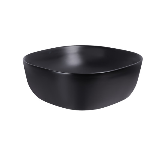 Раковина-чаша Qtap Kolibri 410x410x150 Matt black с донным клапаном QT10112144MBMB