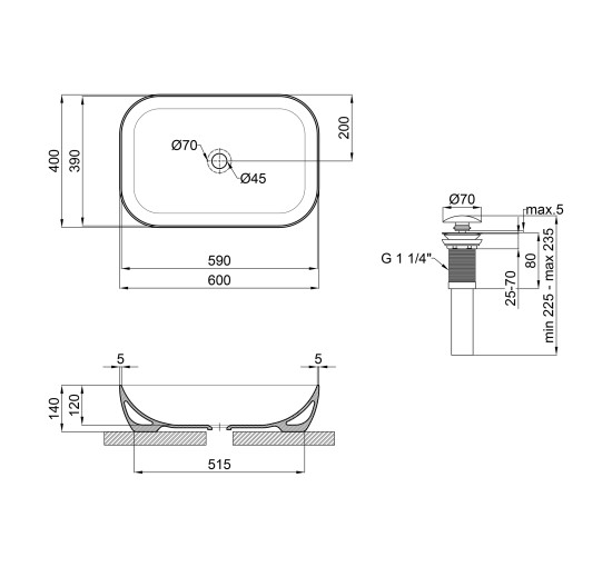 Раковина-чаша Qtap Robin 610x400x145 White з донним клапаном QT13112143PW