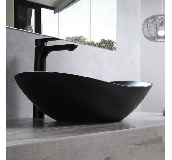 Раковина керамическая на столешницу Rea Royal 60 Black Mat (8357141386)