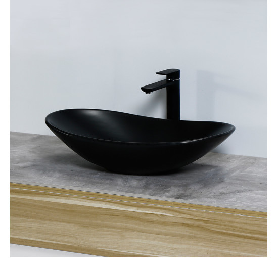 Раковина керамическая на столешницу Rea Royal 60 Black Mat (8357141386)