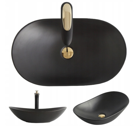 Раковина керамическая на столешницу Rea Royal 60 Black Mat (8357141386)