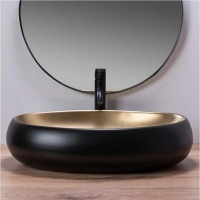 умивальник Rea Melania 40,5x60 black/gold (REA-U0469)