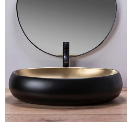 умывальник Rea Melania 40,5x60 black/gold (REA-U0469)