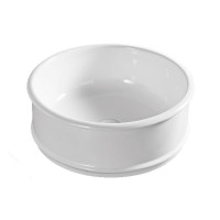 Умивальник накладний на стільницю для ванної 455мм x 455мм VOLLE PUERTA білий кругла 13-16-270