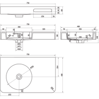 Умивальник підвісний VOLLE Solid Surface 750x480x148мм прямокутний білий 13-40-742