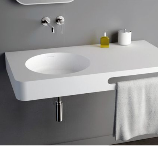 Умивальник підвісний VOLLE Solid Surface 750x480x148мм прямокутний білий 13-40-742