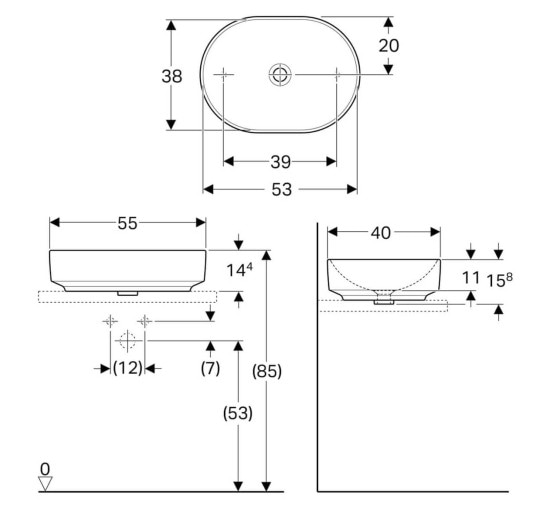 Умивальник VariForm 55 (500.774.01.2) Geberit