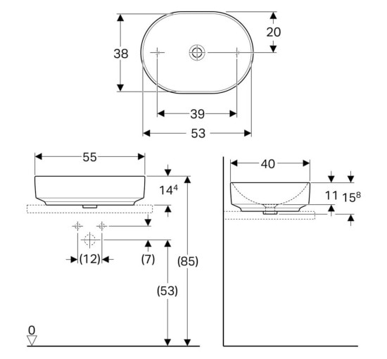 Умывальник VariForm 55 (500.774.01.2) Geberit