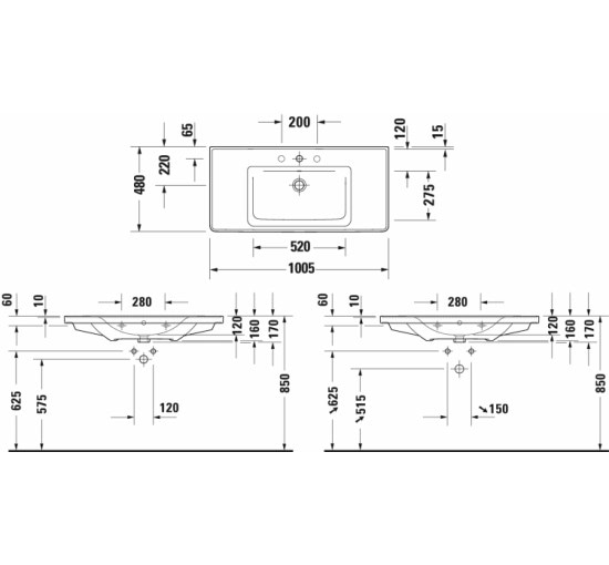 Умывальник мебельный Duravit D-NEO 100х48 см (2367100000)