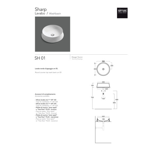 Умивальник SIMAS SH 01 Sharp (SH01NM) Blak matt