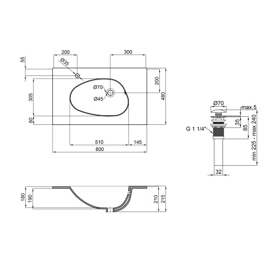 Раковина Qtap Virgo 800х480х167 White с донным клапаном QT1811FL8128BLW