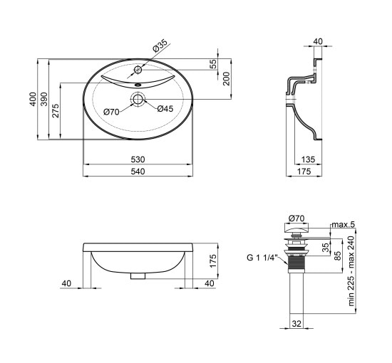 Раковина Qtap Stork 546х406х180 White з донним клапаном QT1511L737W