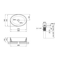 Раковина-чаша Qtap Kolibri 500x360x140 White с донным клапаном QT10113054W