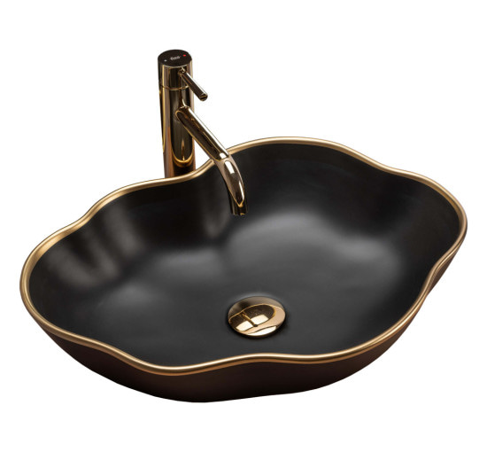 умивальник Rea Pearl 51,5x37,5 black gold (REA-U0692)