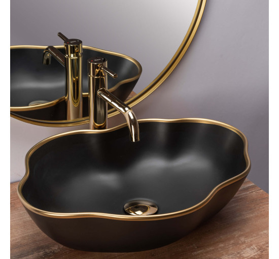 умивальник Rea Pearl 51,5x37,5 black gold (REA-U0692)