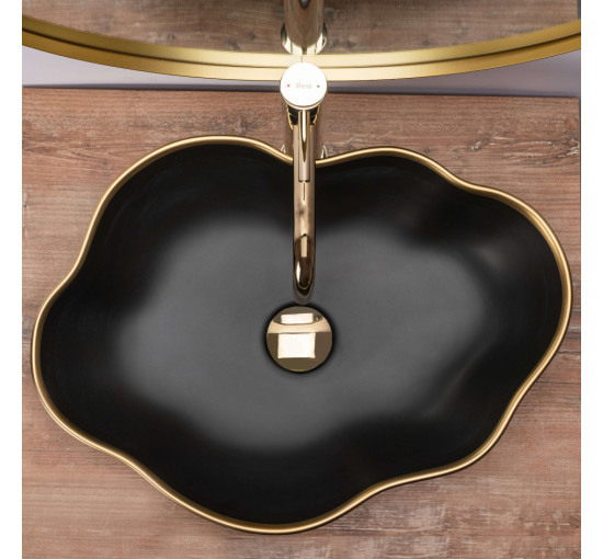 умивальник Rea Pearl 51,5x37,5 black gold (REA-U0692)