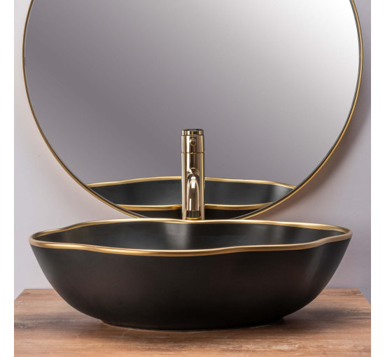 умивальник Rea Pearl 51,5x37,5 black gold (REA-U0692)
