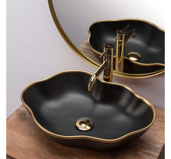 умивальник Rea Pearl 51,5x37,5 black gold (REA-U0692)