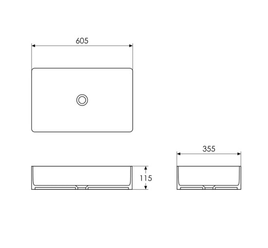 Умывальник накладной IMPRESE BLACK EDGE i11099 605x355мм прямоугольный белый