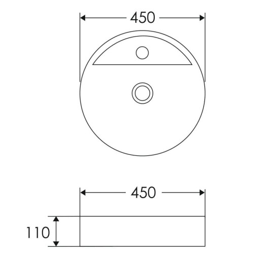 Умивальник накладний IMPRESE 450x450x110мм круглий білий i11220