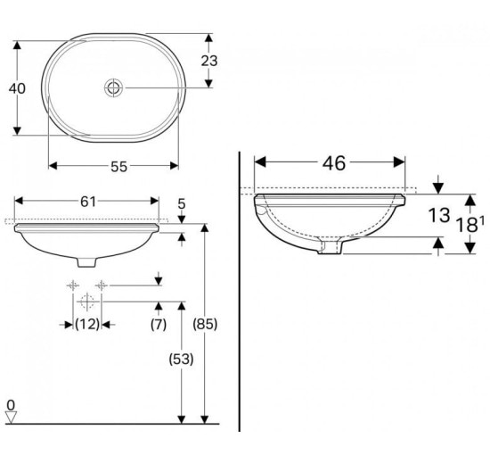 Умивальник VariForm 55 (500.759.01.2) Geberit