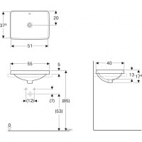 Умывальник VariForm 55 (500.737.01.2) Geberit