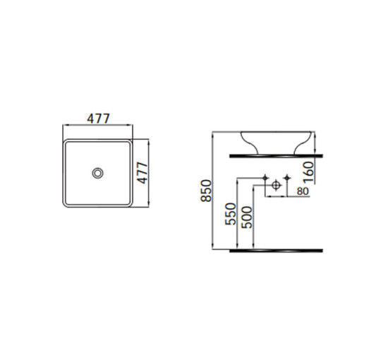 Раковина на стільницю Idevit Square 48 (0101-2486)