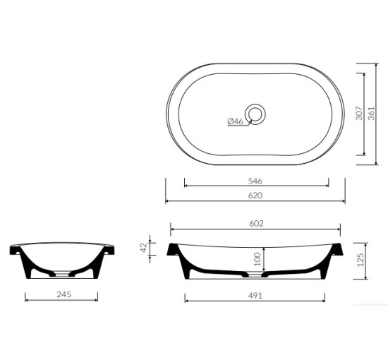 Раковина з литого каменя Marmorin Pia 600 (570 060 020 xx x)