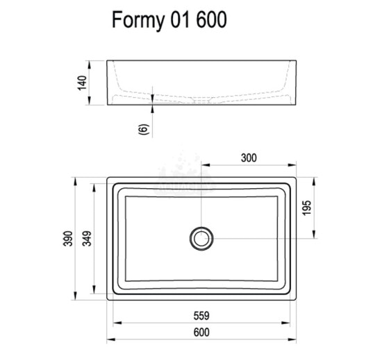 Раковина Ravak FORMY 01 600 D white без переливу (XJL01260000)