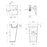 Раковина для підлоги моноблок Qtap Tern 440х380х830mm White з донним клапаном QT1711G302W