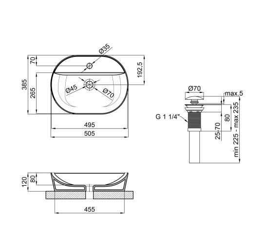 Раковина-чаша Qtap Scorpio 505х385х120 Matt black з донним клапаном QT142202MBMB