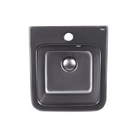 Раковина подвесная моноблок Qtap Tern 370х410х400 Matt black с донным клапаном QT1711G808MB