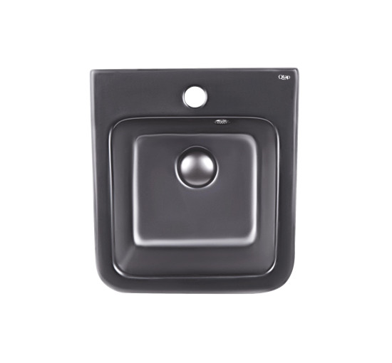 Раковина підвісна моноблок Qtap Tern 370х410х400 Matt black з донним клапаном QT1711G808MB