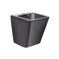 Раковина подвесная моноблок Qtap Tern 370х410х400 Matt black с донным клапаном QT1711G808MB