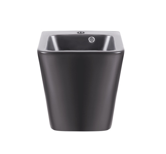 Раковина підвісна моноблок Qtap Tern 370х410х400 Matt black з донним клапаном QT1711G808MB